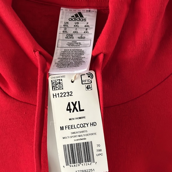 Men’s Red Adidas Adicolor Essential Fleece Hoodie 4XL - Picture 3 of 7